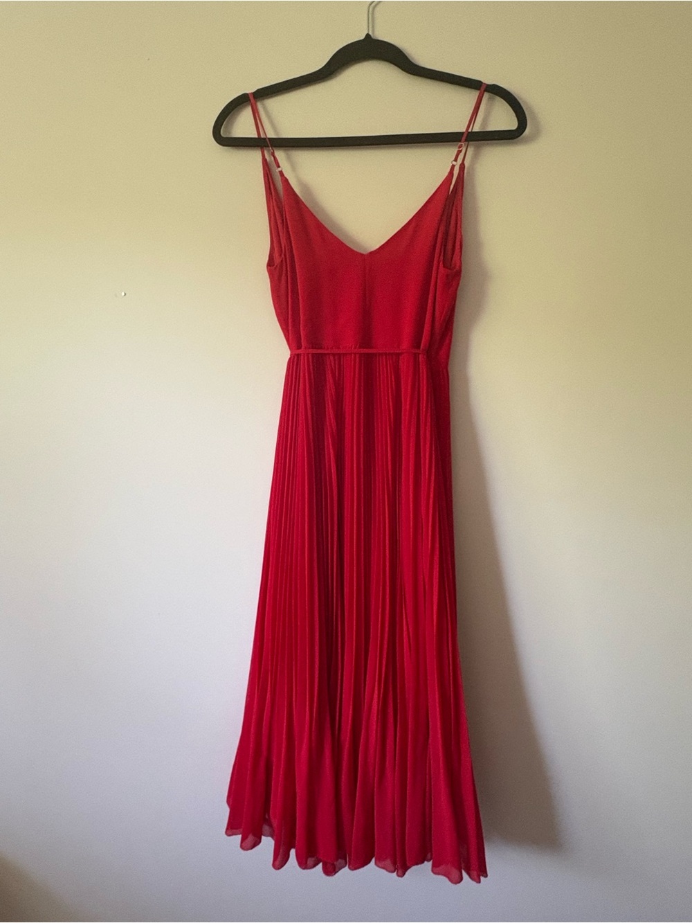 Aritzia Wilfred Beaune Pleated Wrap Midi Dress Red XS - Picture 10 of 12